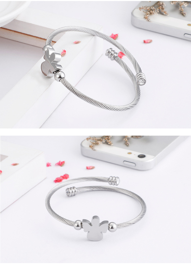 Kalen New Exquisite Titanium Ornament Japanese And Korean Style Simple Angel-shaped Zircon Bracelet Three Colors Optional display picture 5