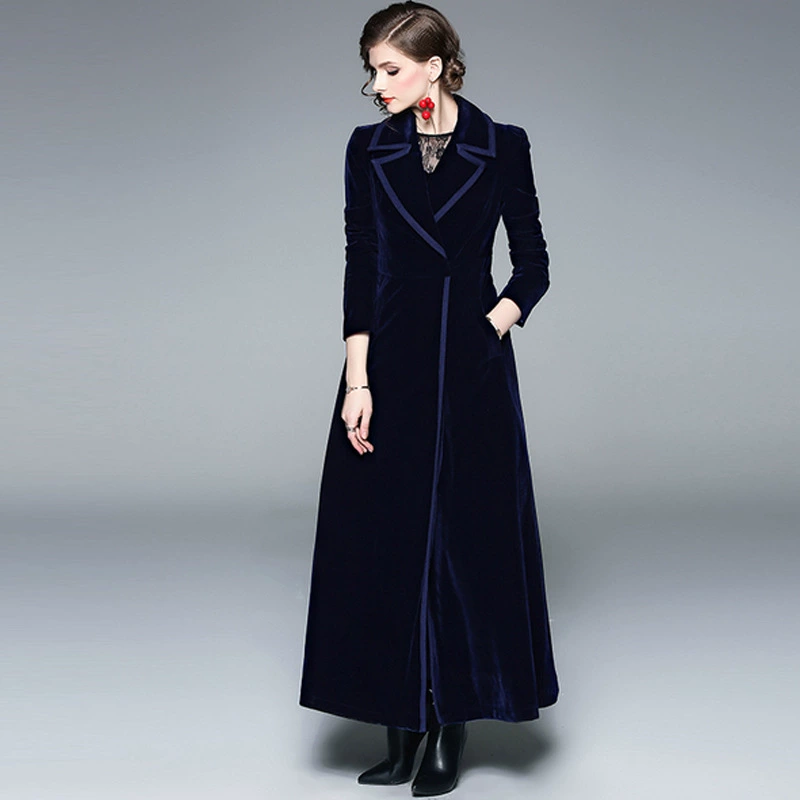 Демисезонное trench coat, костюм, длинные рукава, бархатный длинный корсет, модная куртка, европейский стиль