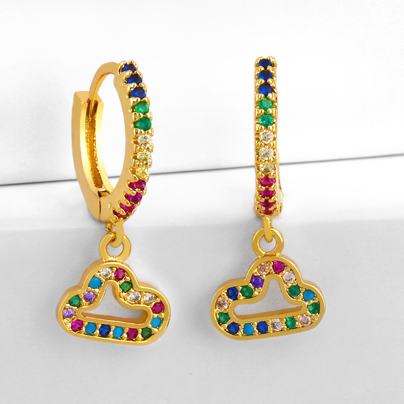 Européen Et Américain Populaire Ornement Creative Incrusté Couleur Diamant Oreille Clip De Boucles D'oreilles Femmes Exquis Petit Design Nuage Boucles D'oreilles Err88 display picture 3