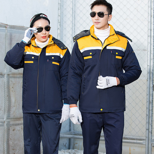 Autumn and Winter Work Uniform Insulated Work Coat Thick Cotton Jacket Outerwear Winter Workwear Cotton Warm Coat Long Length