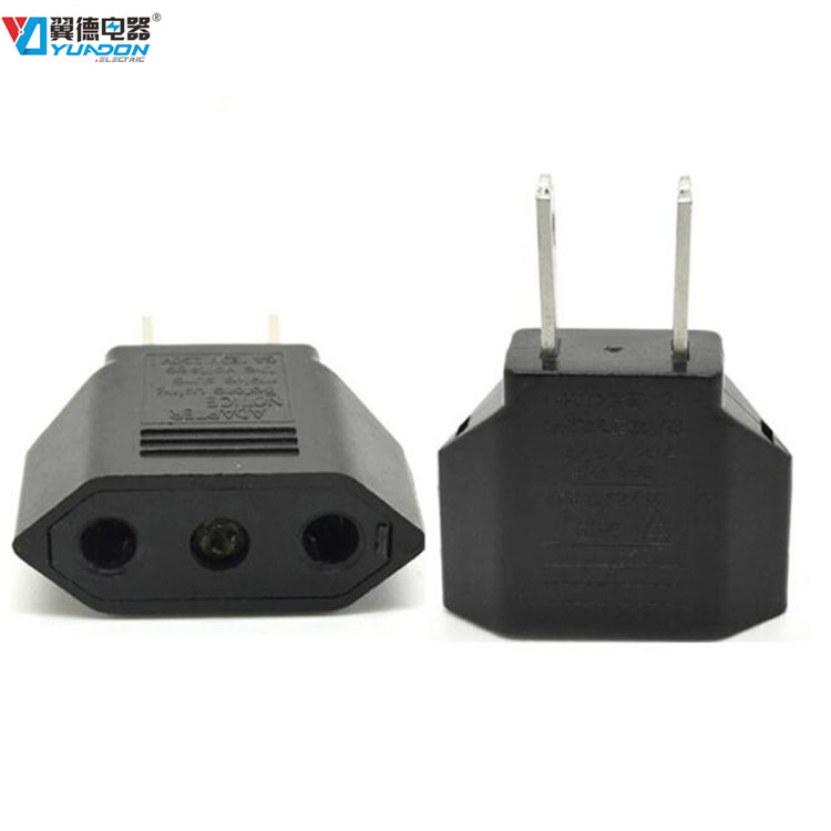 翼德厂家批发美标插头欧规转美规小型转换插头两脚扁形美式转接头