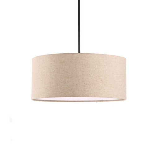 Modern simple fabric dining room chandelier Nordic living room lamp bedroom study linen fabric round single head chandelier
