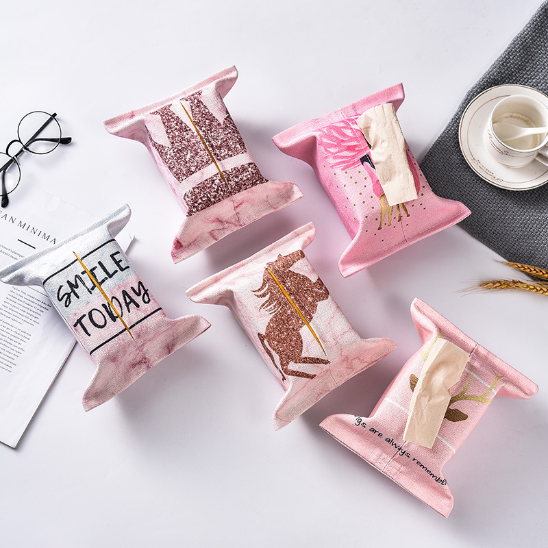 European style Cotton and hemp Towel sets Fabric art Tissue box Paper sleeve lovely Cartoon originality waterproof tissue Pumping bag household