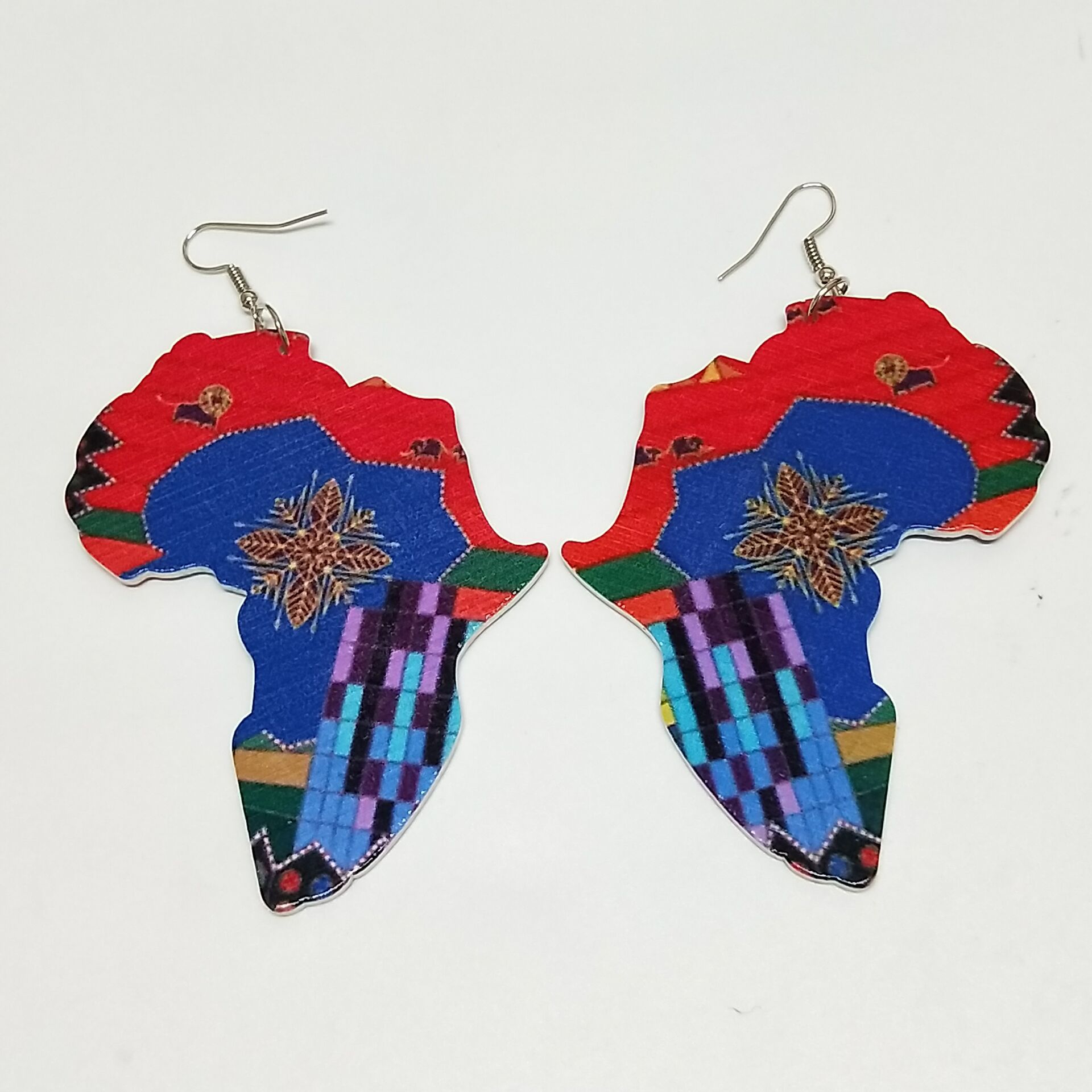 Ethnic Double-sided Printing Wooden Earrings display picture 3