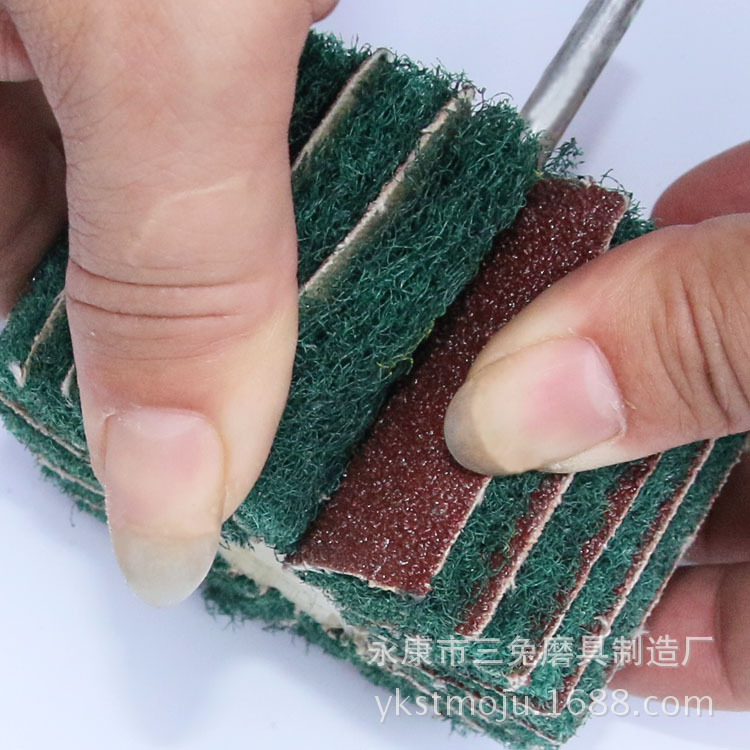 夹砂百洁布磨头 金属木工打磨拉丝磨头 抛光纤维尼龙带柄砂布磨头