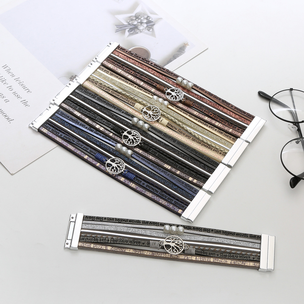 Damen Perlen Armband Mit Magnetverschluss Aus Leder_voghion.com