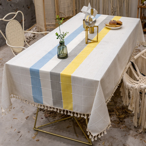 Tablecloth table cloth table cover Table European stripe cotton linen dustproof Christmas table custom made