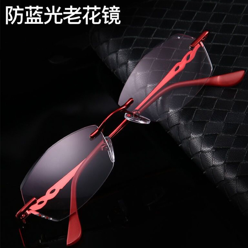 New women's diamond -cut border blue light old flower mirror fashion…