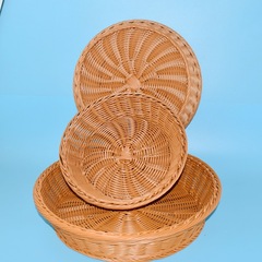 圓形塑膠仿藤水果麵包籃 超市展示筐 廚房儲物收納籃源頭廠家直銷