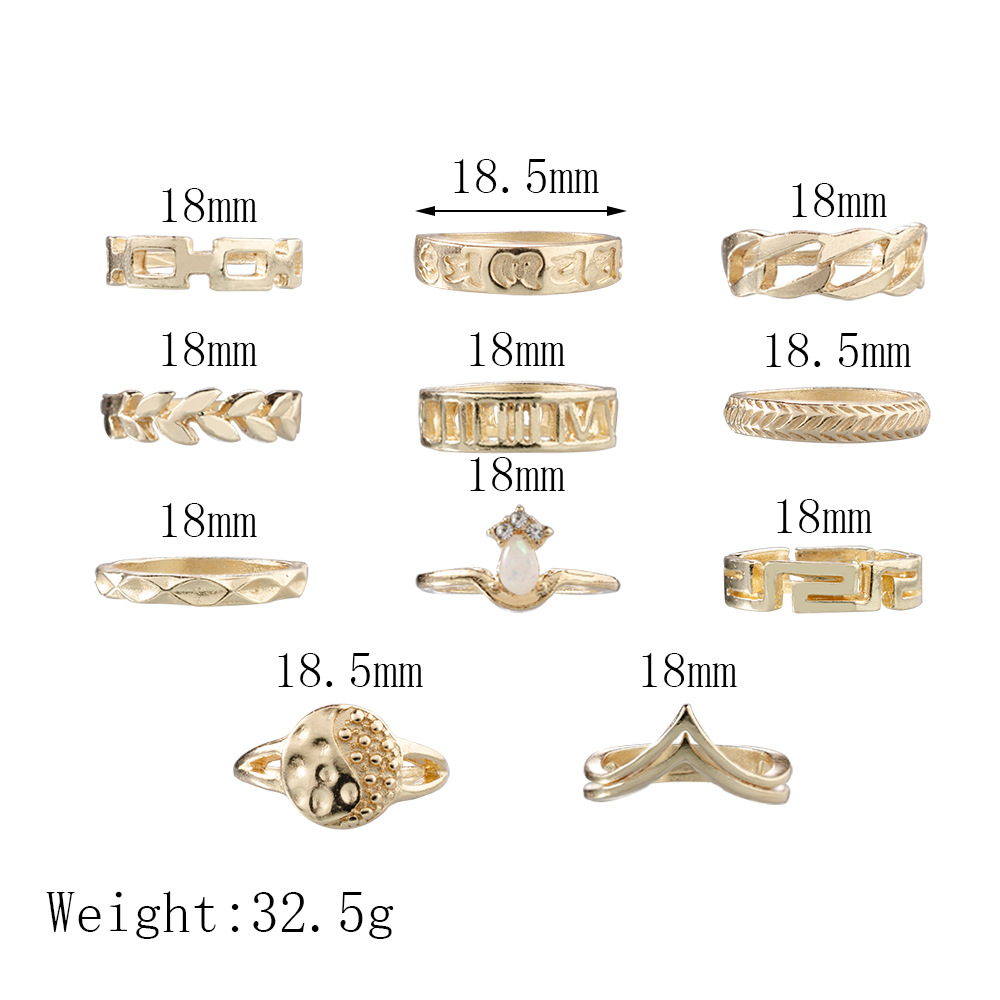 New Roman Numerals Geometric Minimalist Ring Hot Selling Imitation Opal Diamond Ring display picture 1