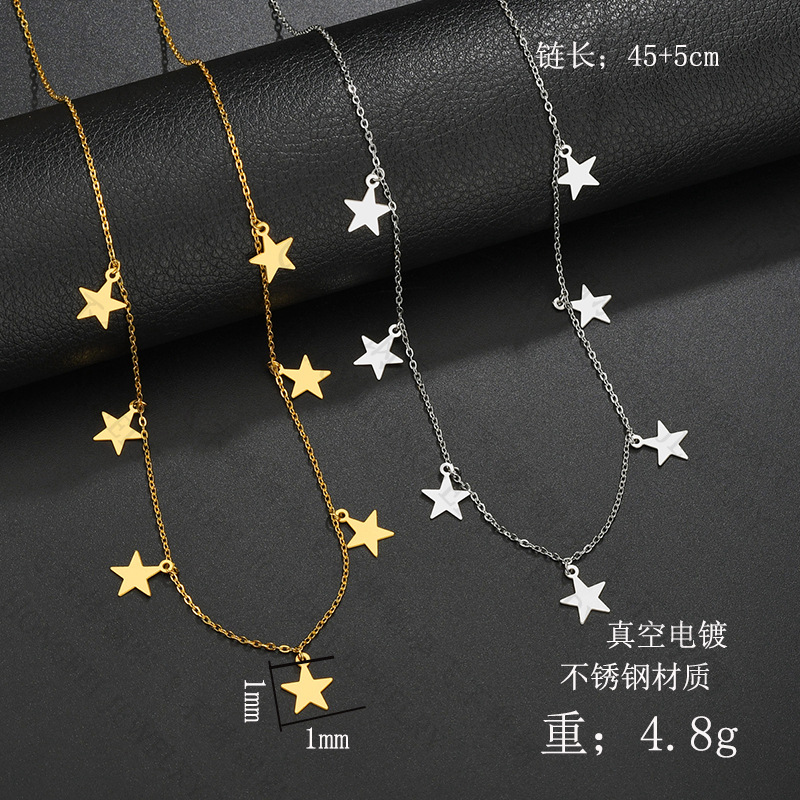 New Simple Smooth Five-pointed Star Necklace Female Geometric Stars Stainless Steel Sweater Clavicle Chain display picture 1