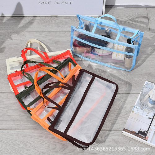 Portable waterproof multifunctional toiletry storage bag double zipper organizer bag bag in bag transparent EVA cosmetic bag