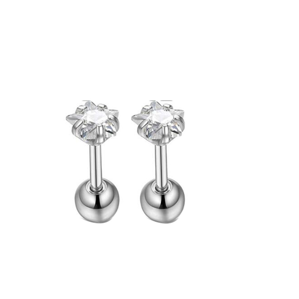 Simple Style Geometric Stainless Steel Inlay Zircon Ear Studs 1 Piece display picture 7