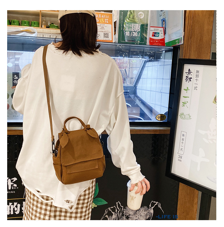 Koreanische Version Von Ulzzang, Altmodisch, Einfach Und Vielseitig, Einfarbige Mädchen-umhängetasche Aus Segeltuch, Japanische Harajuku-studenten Tasche display picture 26