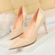 1729-1 Korean version slim high-heeled shoes transparent crystal heel high-heeled lacquer leather shallow pointed sexy women's single shoes