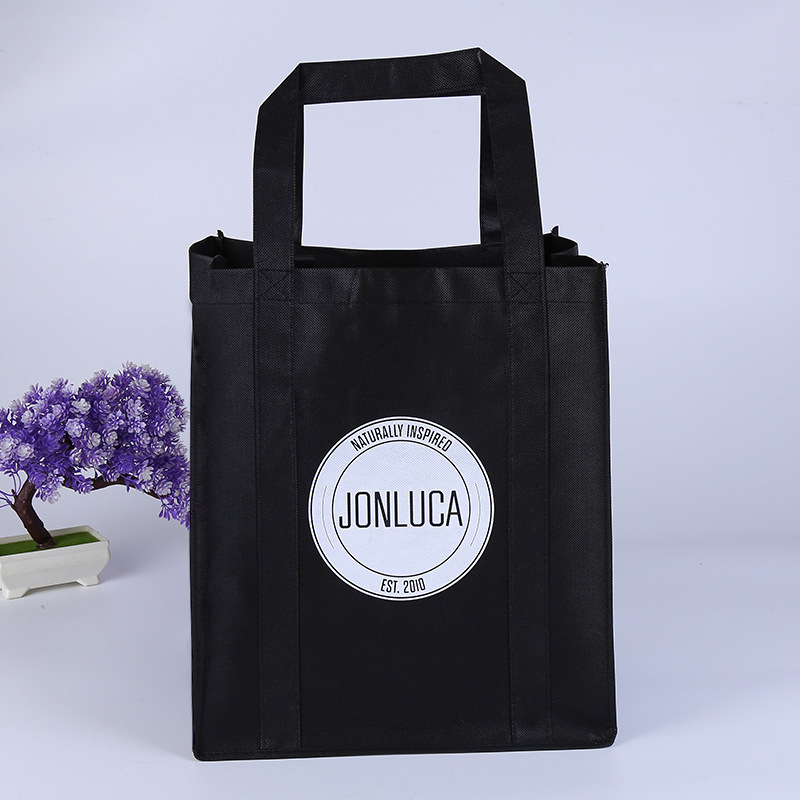 厂家黑色无纺布袋 有底有侧手提袋印刷logo 服装鞋子购物袋定制