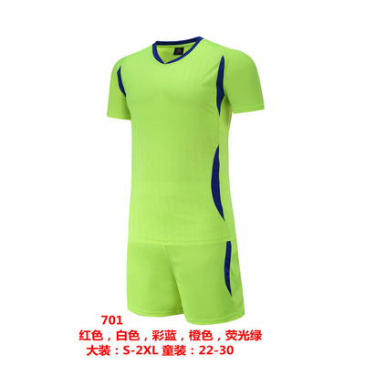 批發定制光板足球訓練衣服套裝 兒童新款親子短袖足球訓練服套裝