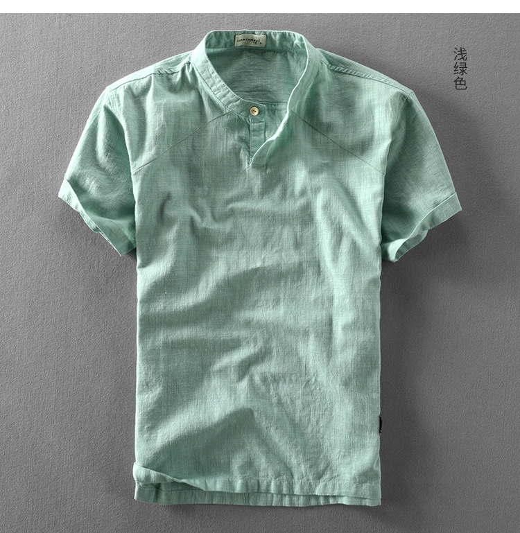 mens linen pullover shirt