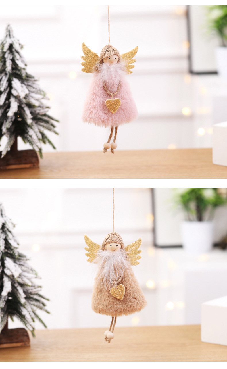 Christmas Cute Angel Heart Shape Plush Party Hanging Ornaments 1 Piece display picture 1