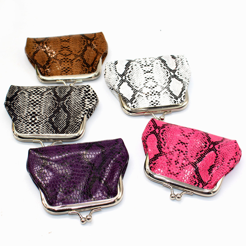 Aliexpress Supply European and American Style Pu Snake Pattern Women's Small Wallet Buckle Coin Purse Mini Small Bag Spot Wholesale