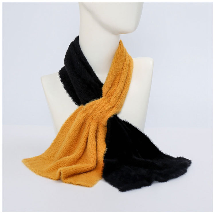 New Two-color Cross Scarf Scarves Long Thick Couple Warm Imitation Mink Shawl display picture 5