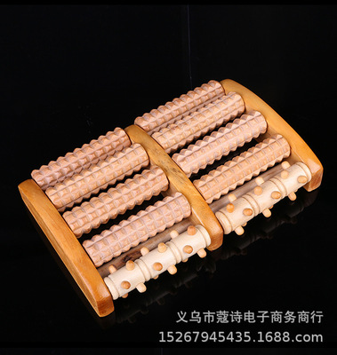 釘五排足底按摩器天然木制腳底按摩器足底按摩輪大五排帶釘