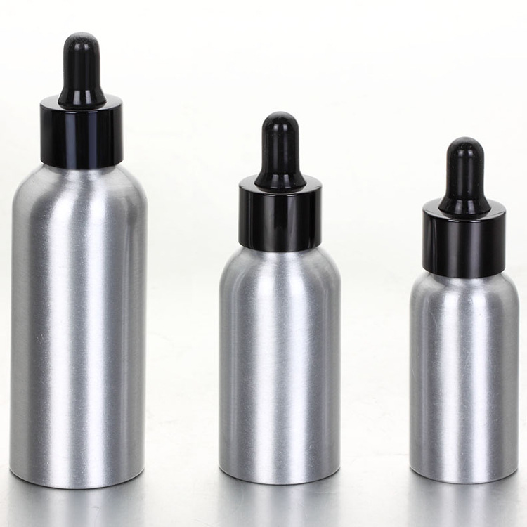 直销多款式多容量化妆品空瓶磨砂 透明滴管铝材质精油瓶批发