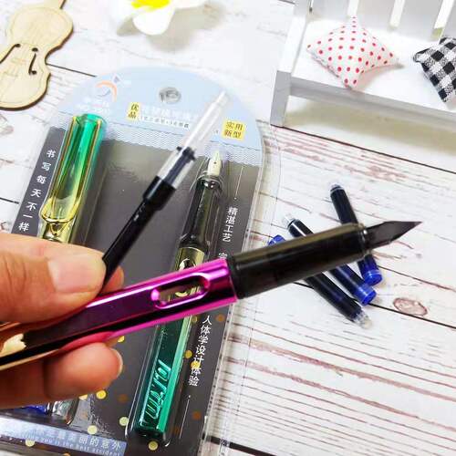 Factory direct sales student pens colorful metal pens colorful plastic ink bag pen set combination student stationery