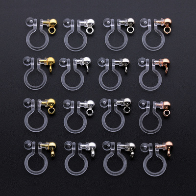 DIY吊坠耳环配件 日韩树脂U形耳夹 金属带吊圈耳夹无耳洞耳饰配件