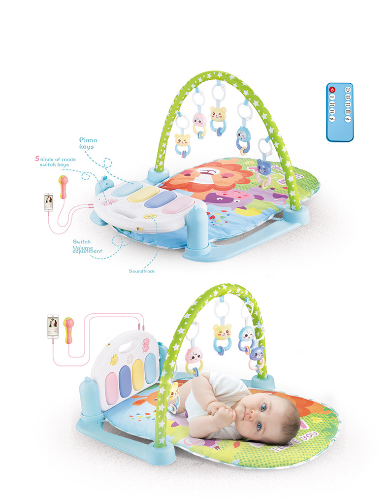 2022新款婴儿脚踏琴爬爬垫游戏垫琴话筒数据线儿童健身架详情图4