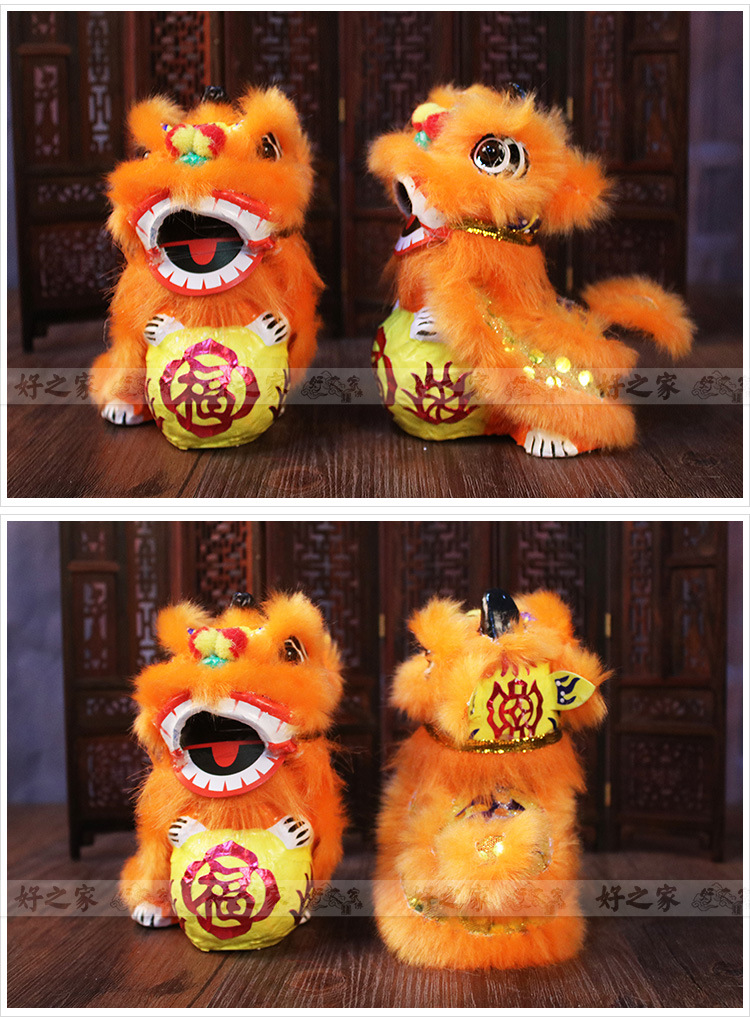 传统舞狮布艺工艺品 中国风可爱踩球狮摆件 装饰送礼用 中秋礼物-阿里巴巴