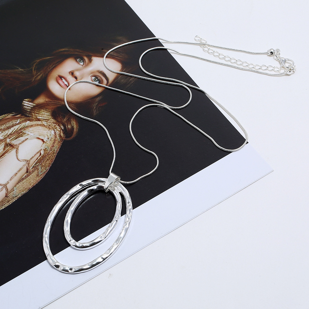 fashion metal geometric Y-shaped pendant long necklace