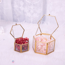 创意森系永生花戒指盒交换结婚礼盒仪式铜材玻璃婚礼伴手礼收纳盒