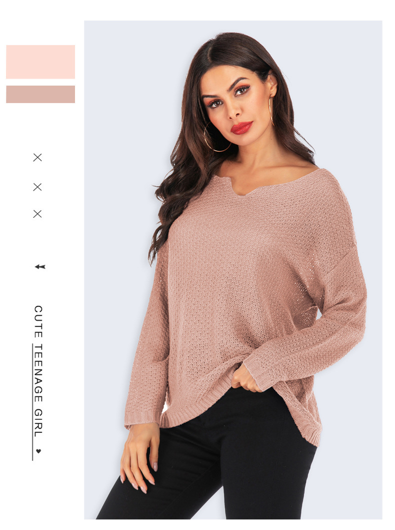 spring and summer new women s long-sleeved V-neck pullover  NSYH19613