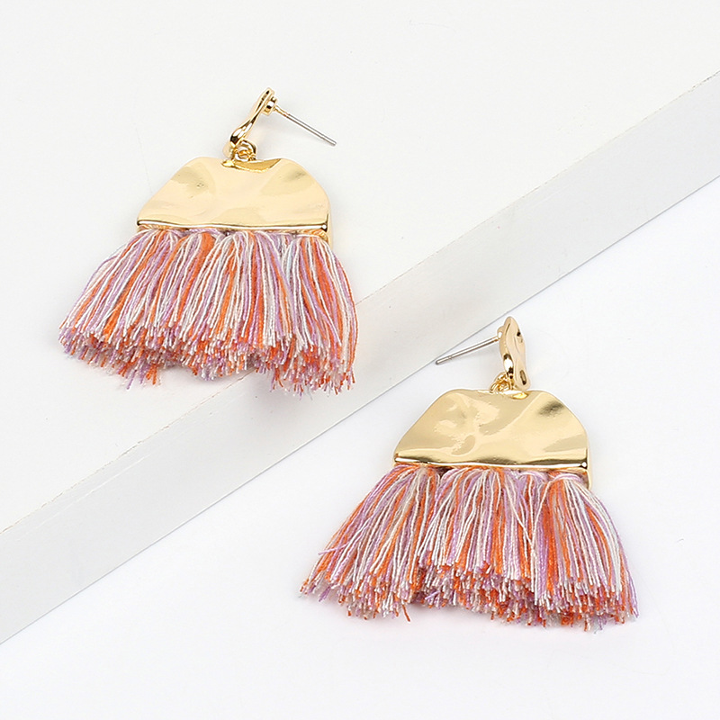 15g Weight Earrings Classification Travel Occasion Women'S Gender Rose Red, White, Pink, Green, Yellow, Black Color Fashion New Fringed Geometric Exaggerated Wild Fan-shaped Bohemian Ethnic Style Earrings For Women 13