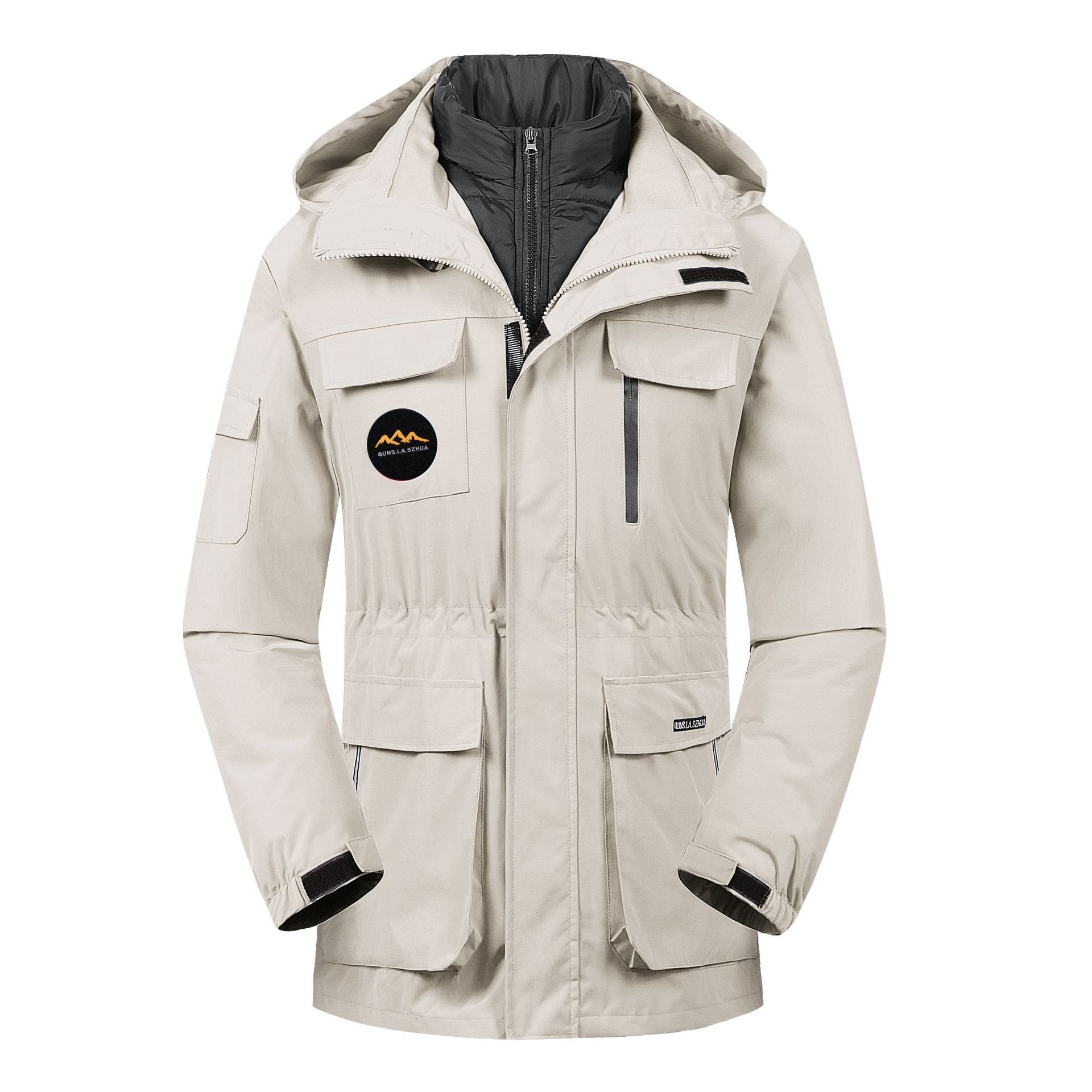 羽绒棉冲锋衣男户外三合一可拆卸内胆中长款女滑雪服韩版外套定制|ru