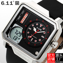 源头厂家外贸款直播双机芯男手表多功能运动表皮带手表电子手表