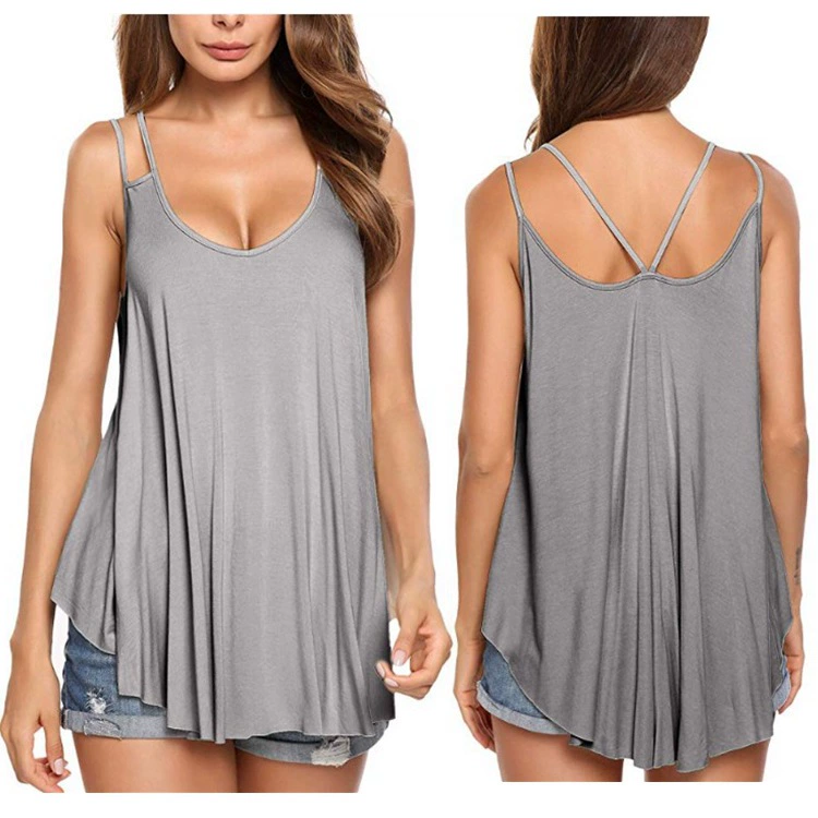 Women's Loose Casual Sexy O Neck Pleated Flowy Tank Top Solid Sleeveless Cotton Summer Tops  Hot Sale Plus Size 5XL silk camisole