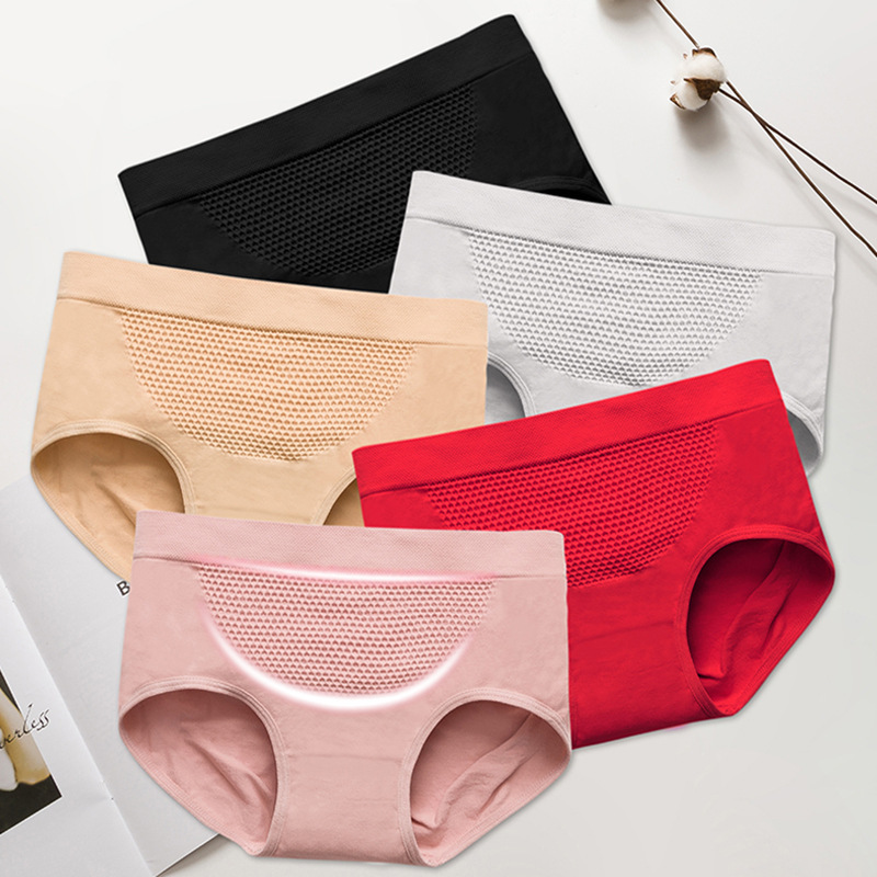 Ropa interior de panal de cintura elástica de media alta cintura para mujer Ropa interior de algodón sin costuras de masaje 3D japonés
