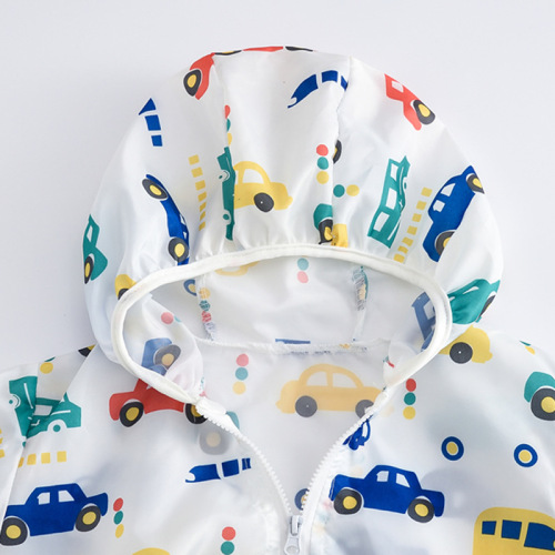 New children's sun protection clothing for boys and girls, hooded outdoor air-conditioned shirt for boys and girls, breathable jacket with storage bag