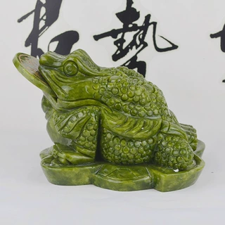 青玉金蟾事业客厅玉石摆件 三足蟾蜍 创意家居装饰工艺品摆设