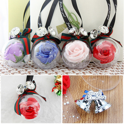 玫瑰香皂花圆球铃铛汽车挂件装饰公司活动赠品母亲节情人车载礼物|ms