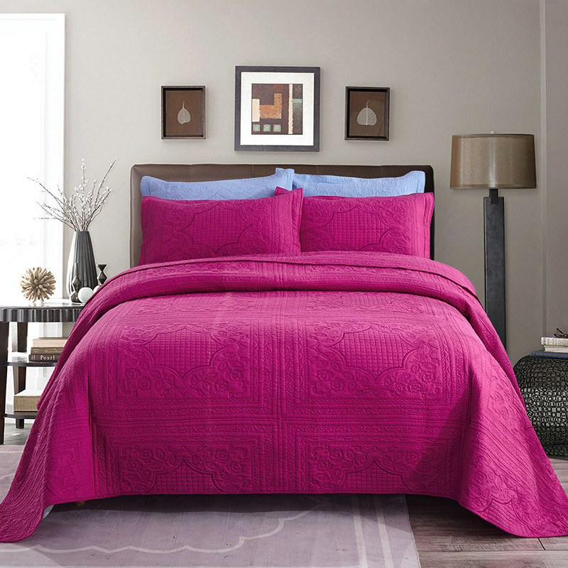 浦江绗缝被厂家批发订做纯棉欧美素色床盖夏凉被跨境贸易一件代发|ms