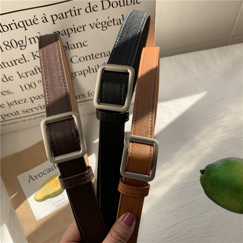 Wholesale retro belt for men and women, versatile non-hole belt adjustment, jeans ins style black belt