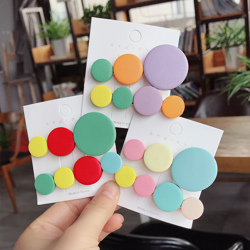 2 cards Korean candy hit color wood roun...