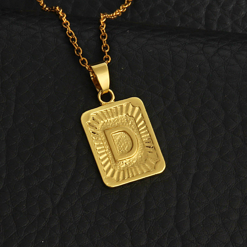 fashion gold medal square letter necklace wholesalepicture35