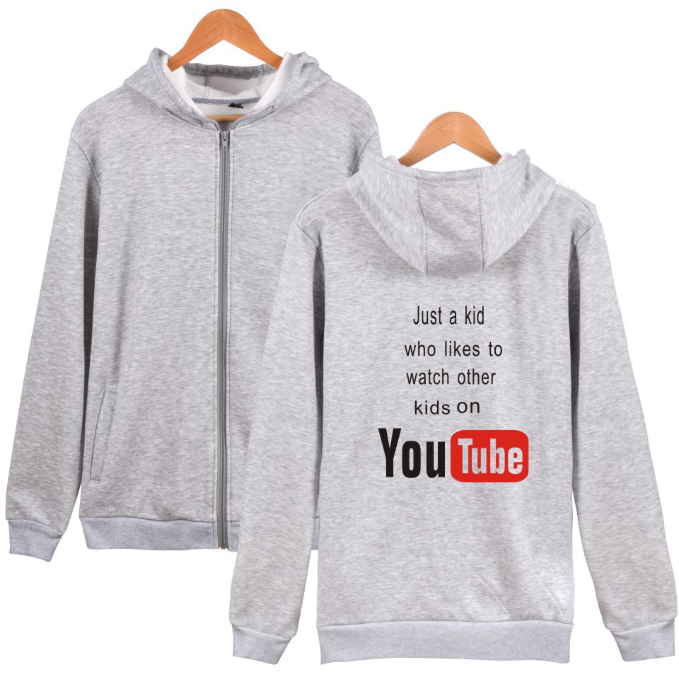 Pull à capuche hommes et femmes Youtube zippé - Ref 3423552 Image 3