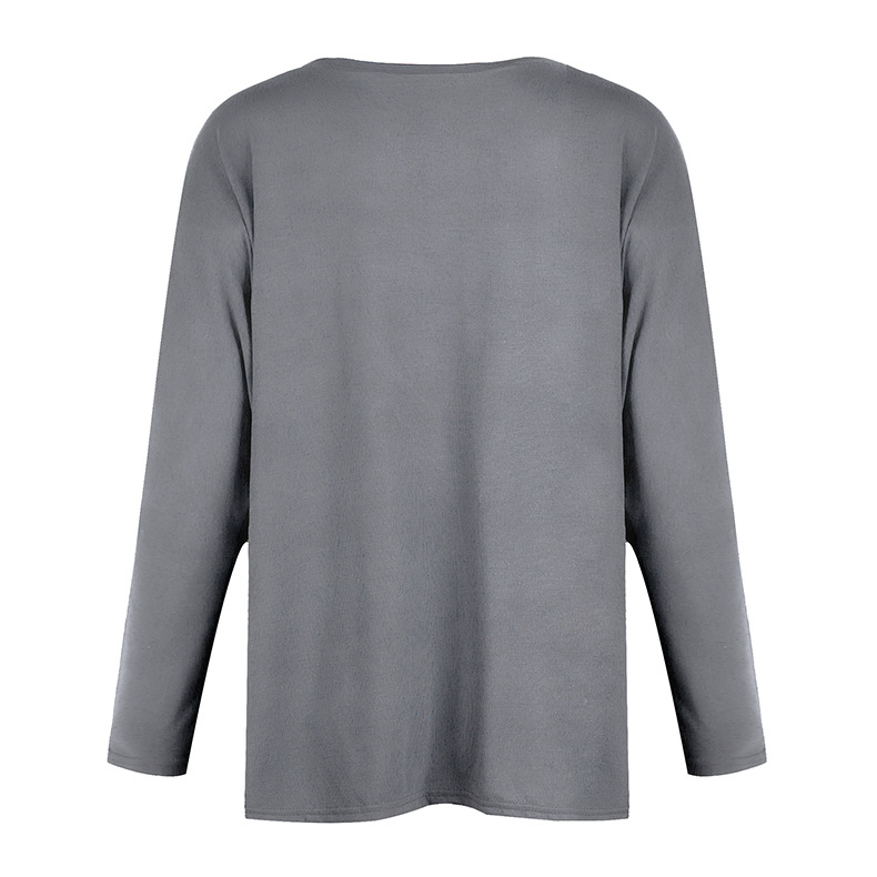 solid color loose round neck long-sleeved top NSKX10137