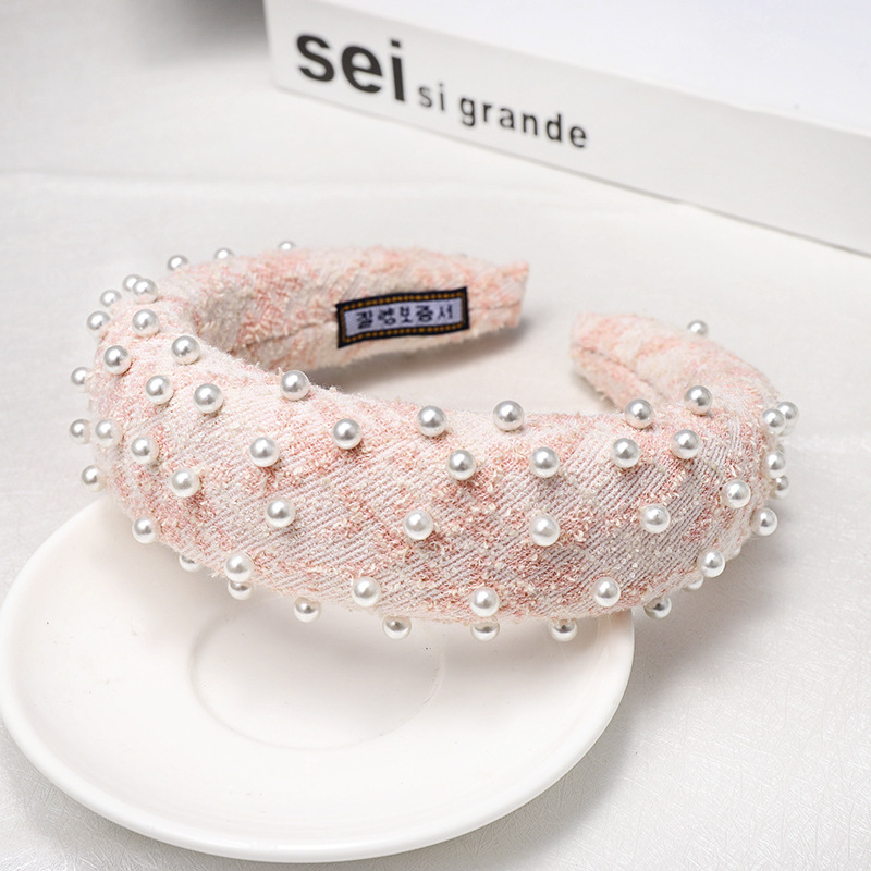 Europe And The United States Material Nails Pearl Sponge Headband Fashion Small Fragrance Headwear display picture 6