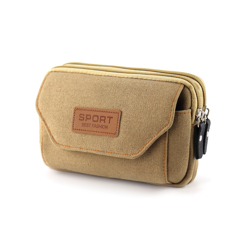 Bolso de la cintura del teléfono móvil de los hombres Bolso de la caja del teléfono móvil de la correa de 5 pulgadas Bolso colgante horizontal y vertical multifuncional de la lona